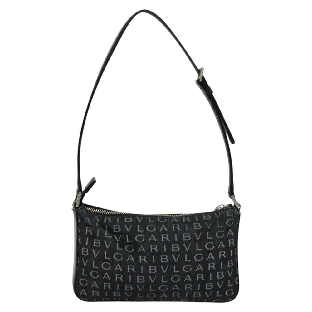 Bvlgari Canvas Logo Mania Shoulder Bag Black